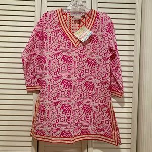 Gretchen Scott Designs Pink Orange Elephant Tunic Cover-Up NWT Women XS